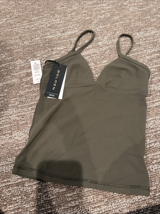 Aritzia Tops - Aritzia Golden Olive Tank with V-Neck Spaghetti Straps